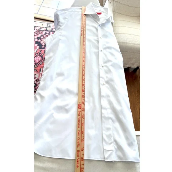 ISAIA Classic 100% Cotton White Dress Shirt - 17/43 - Picture 8 of 9